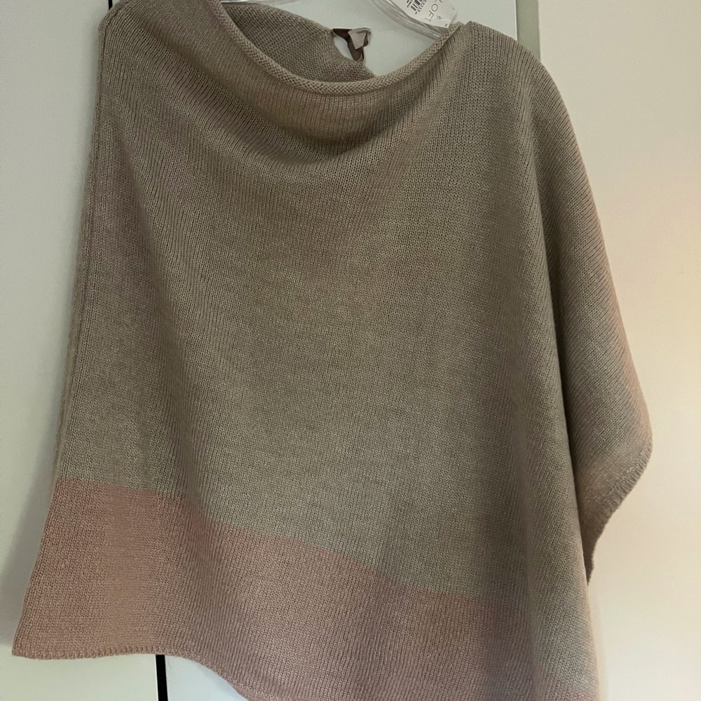 New LOFT Pink & Beige Knit Poncho